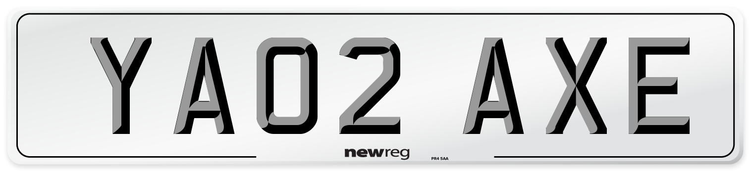YA02 AXE Number Plate from New Reg